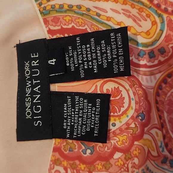 JONES NEW YORK Womans Skirtt Below Knee Skirt Pink Paisley Polka Dot 100% Silk - Picture 2 of 3